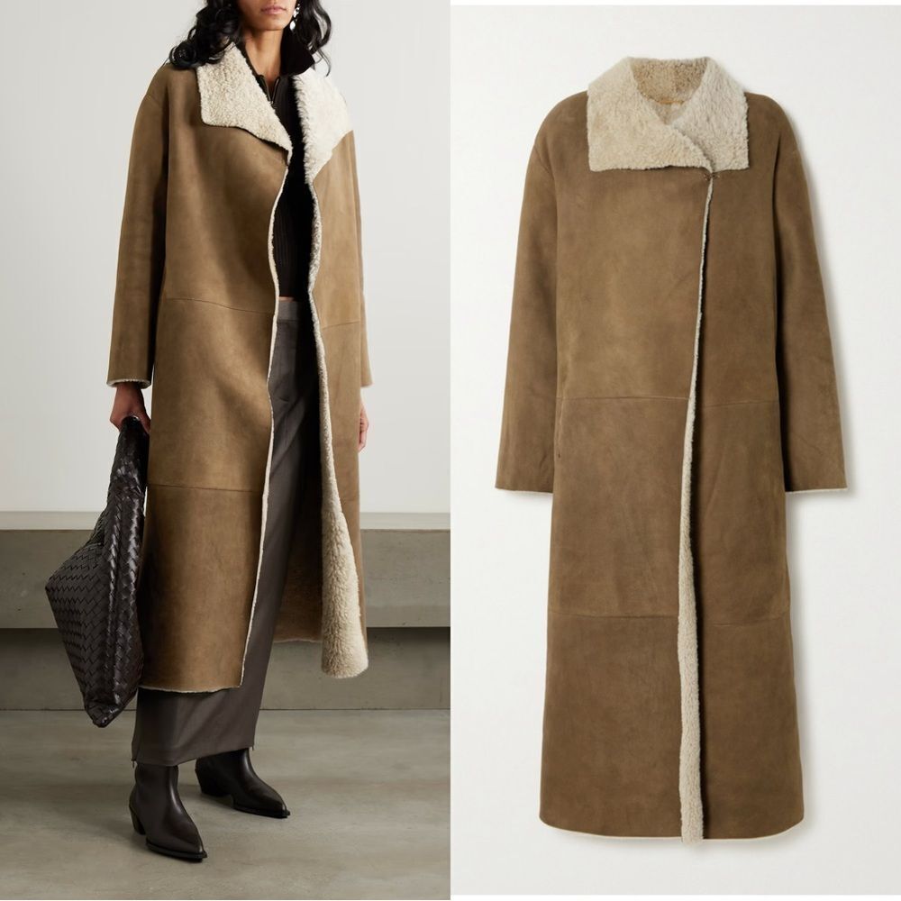 NWT NOUR HAMMOUR Asymmetric shearling coat